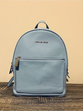 Michael Kors Light Blue Pebbled Leather Backpack Like New